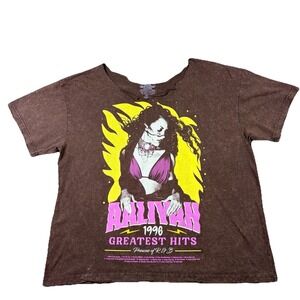 Aaliyah 1996 Greatest Hits Graphic Band Tee Unisex‎ Brown Large Distressed